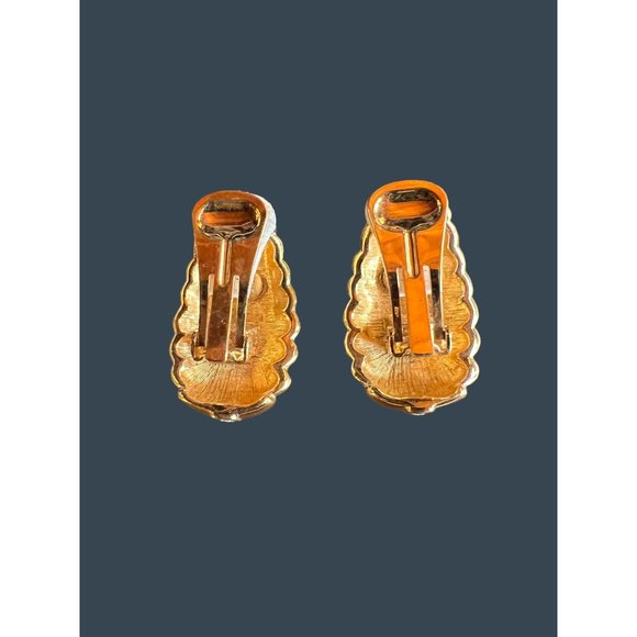 Vintage Nolan Miller Clip On Earrings Glamour Austrian Crystal Gold - Picture 8 of 11